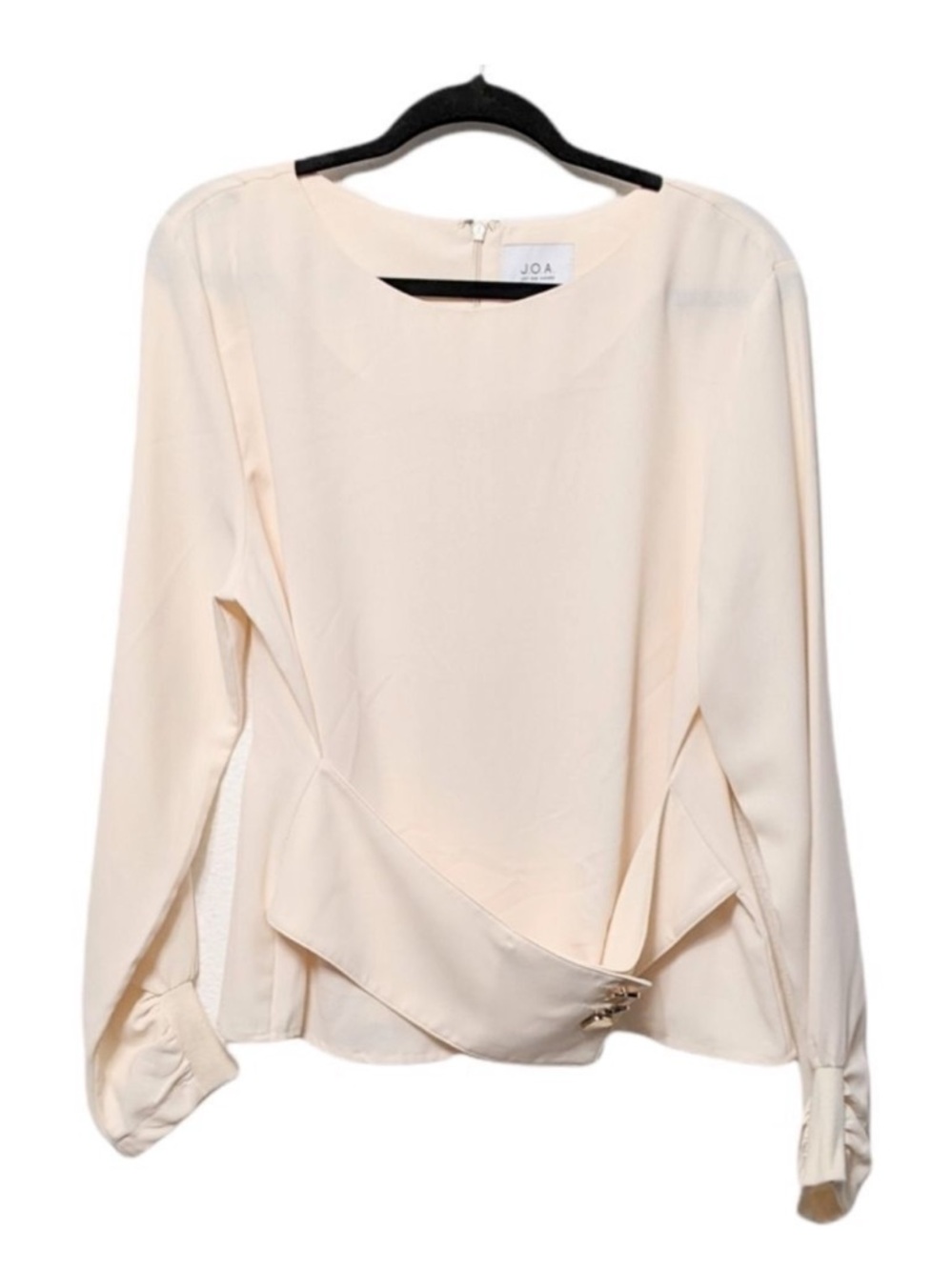 J.O.A JUST ONE ANSWER Cream Minimalist Button Waist Blouse